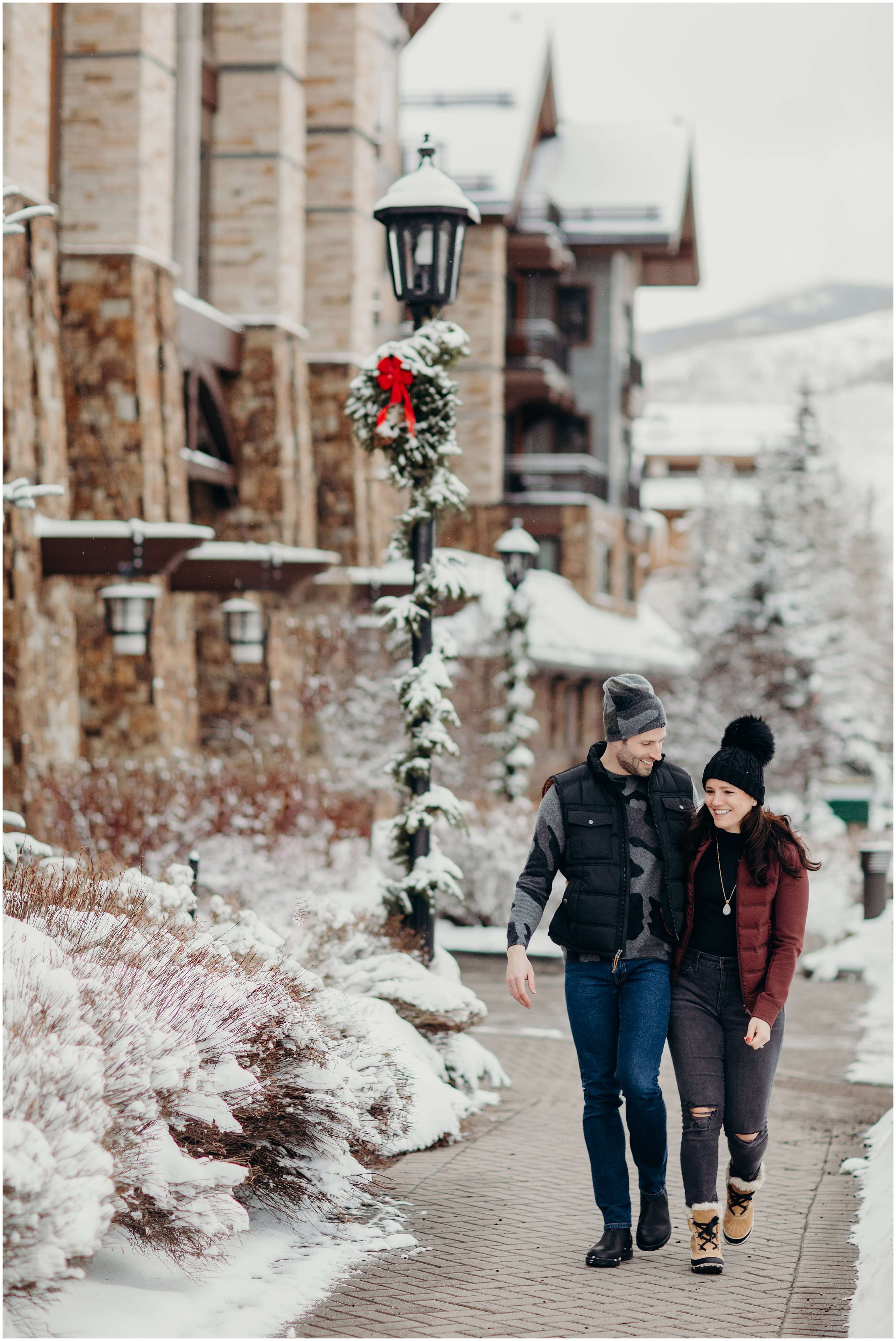 engagement photos in Vail, Vail engagement photographer, Vail wedding photographer, mountain engagement photos Colorado, Colorado engagement photos, Colorado engagement photographer, Denver engagement photographer, mountain photos Colorado, Vail village, Vail in winter, winter engagement photos Colorado