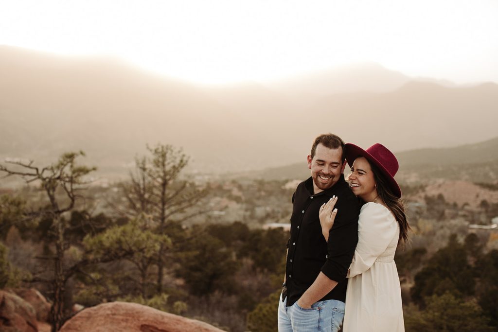 Garden of the Gods engagement session at sunset