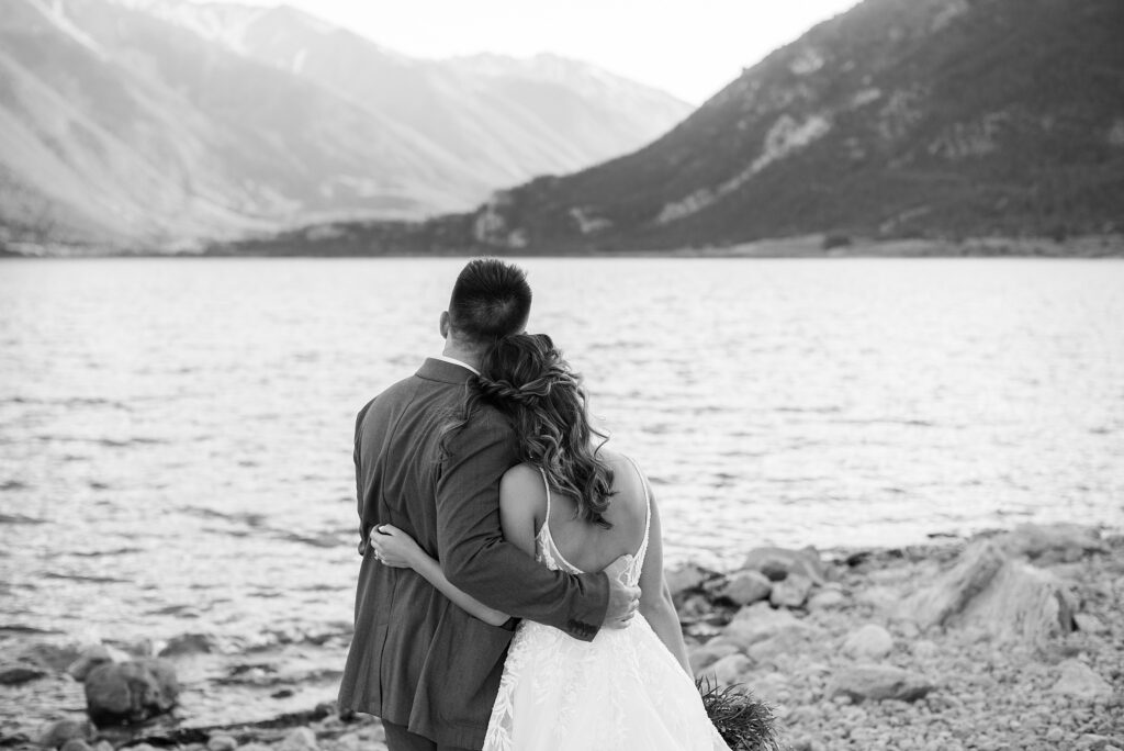 Colorado spring elopement, meadow elopement, whimsical elopement, colorado mountain elopement, colorado wildflower elopement, colorado intimate wedding, colorado wedding photographer, wedding photos in wildflowers, wedding in the meadows, Leah Goetzel Photography, elopement wedding dress inspiration, intimate wedding inspiration, Colorado lake elopement, Twin lakes elopement