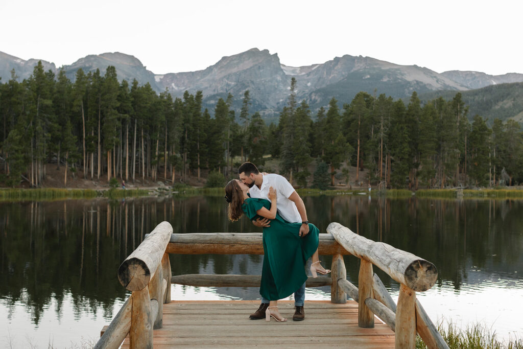 Denver engagement photographer, colorado engagement photos in the mountains, spring engagement photos, candid engagement photos colorado, what to wear engagement photos, emerald dress engagement photos, mountain photos colorado, Leah Goetzel Photography