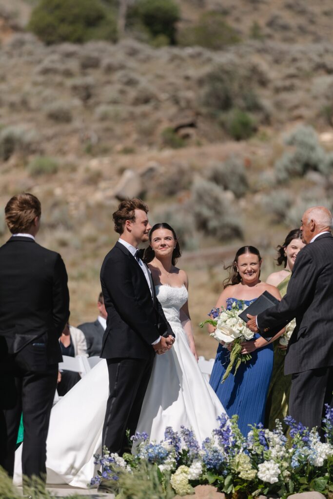 Summer wedding at 4 Eagle Ranch by Colorado wedding photographer, Leah Goetzel Photography, ceremony