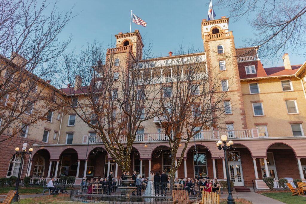 Winter wedding at Hotel Colorado, winter wedding, hotel wedding venue, Glenwood Springs wedding photographer, classy wedding venues, strapless wedding dress, editorial wedding photos, Colorado wedding photographer, Leah Goetzel Photography