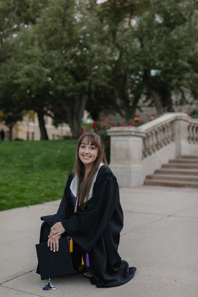 Golden senior photographer, Colorado senior photographer, candid senior photography, senior photography inspiration, senior photo pose ideas, senior photos with dog, graduation photos Colorado school of Mines